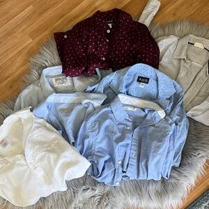 Boys Mixed Button-Up Shirt Lot - Light Blue, White, Maroon